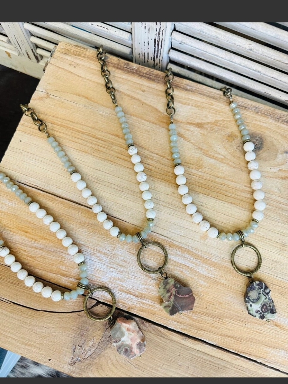 ❣️1 LEFT❣️✨PRICE DROP✨New Boho Natural Sage Agate Necklace - Picture 3 of 3